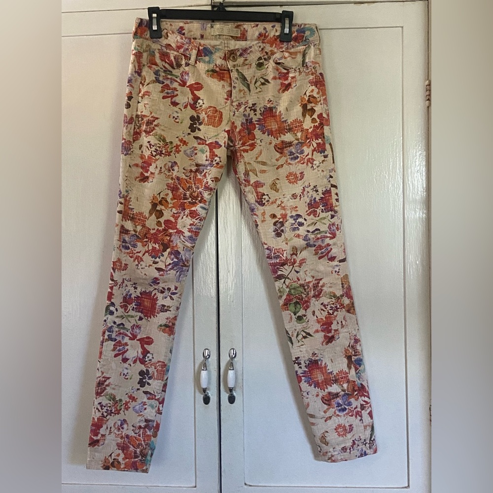 Zara Denim Jeans Z1975 Floral Flower Design Pants Size 6
